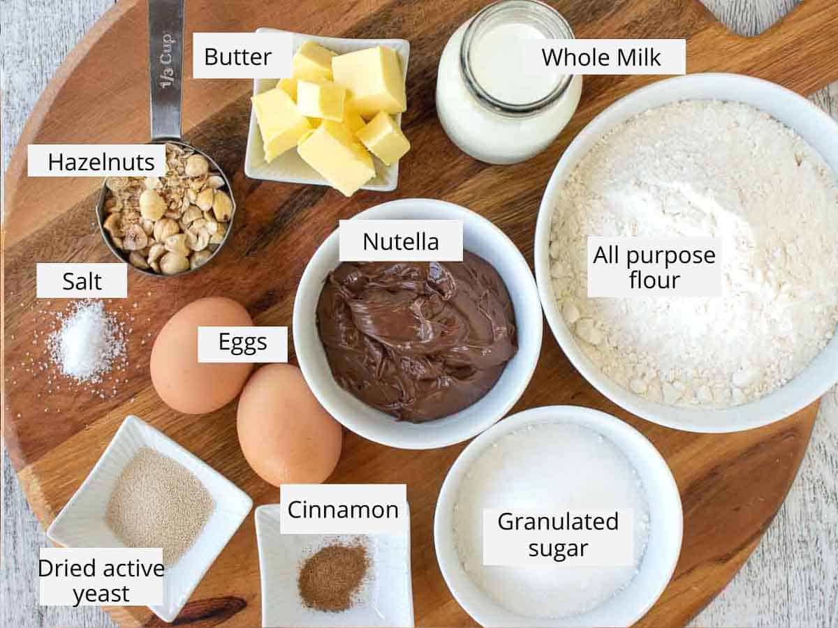 Ingredients for this sweet bread recipe.