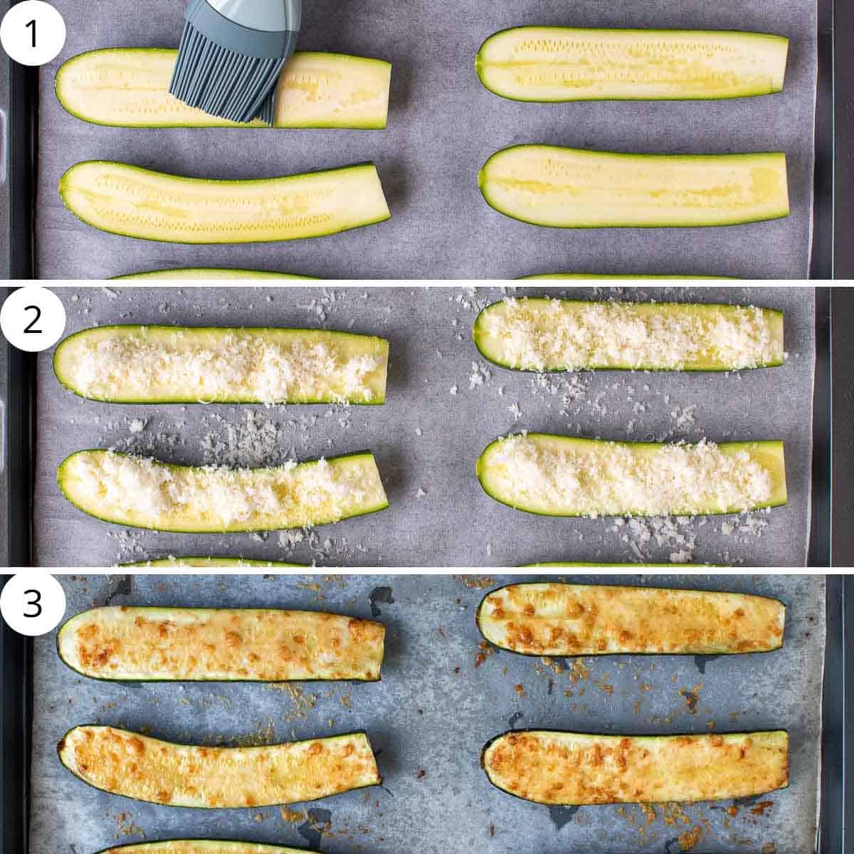 A 3 photo collage showing the steps to make the recipe.