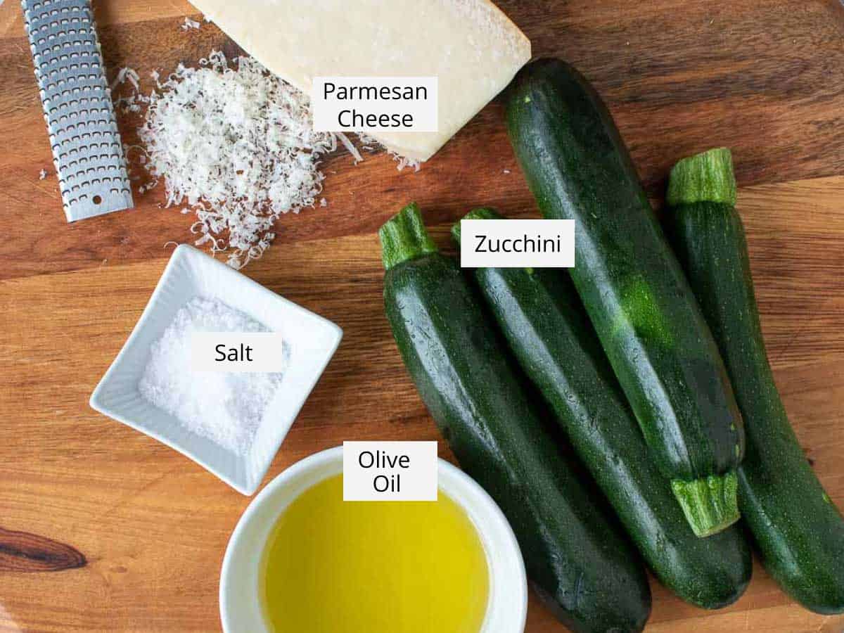 ingredients for roasted zucchini as in recipe card.