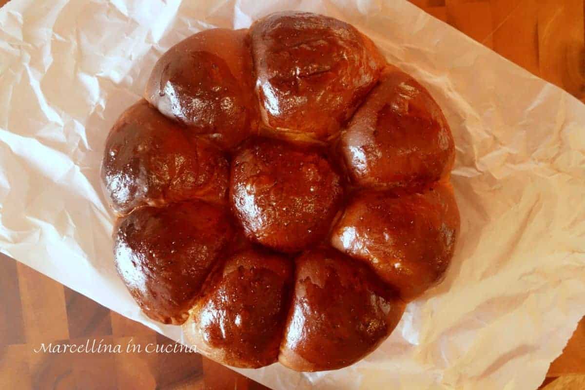Portuguese bread on baking paper ready to eat.  