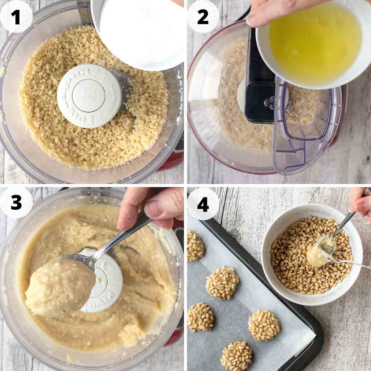 Four step process showing how to make these Italian cookies.