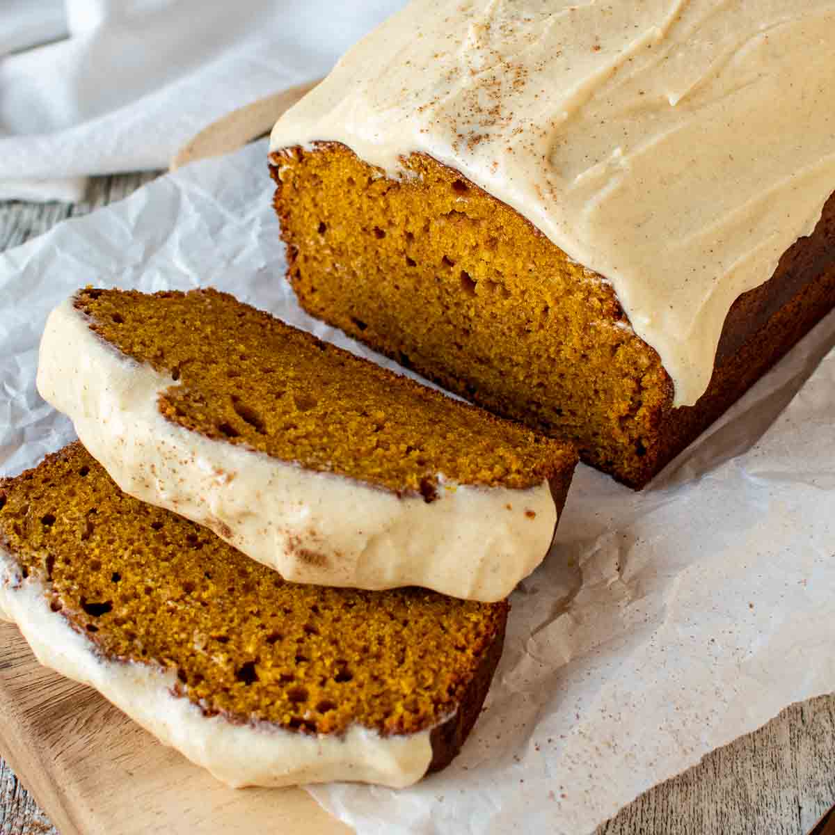 Pumpkin Bread with Cream Cheese Frosting