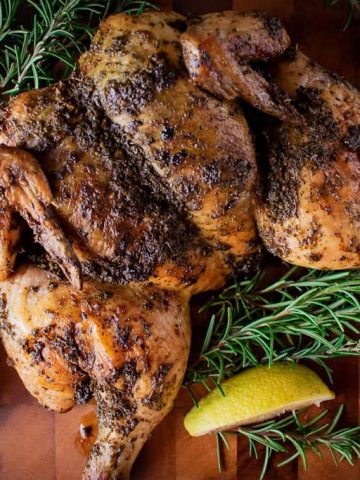 Butterflied Roast Chicken with herbs