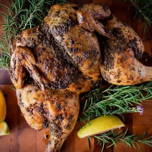 Butterflied Roast Chicken with herbs