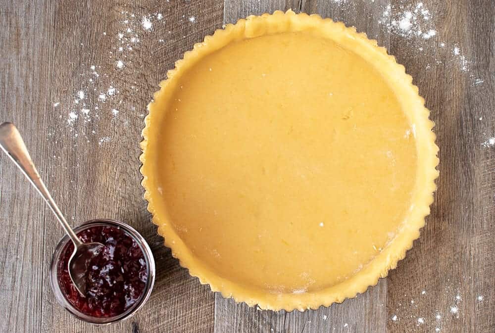 crostata dough ready for filling for strawberry crostata recipe.