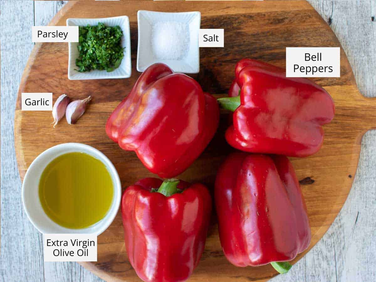 Ingredients for this recipe viewed from above and labelled.