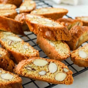 Cantucci on black wire rack.