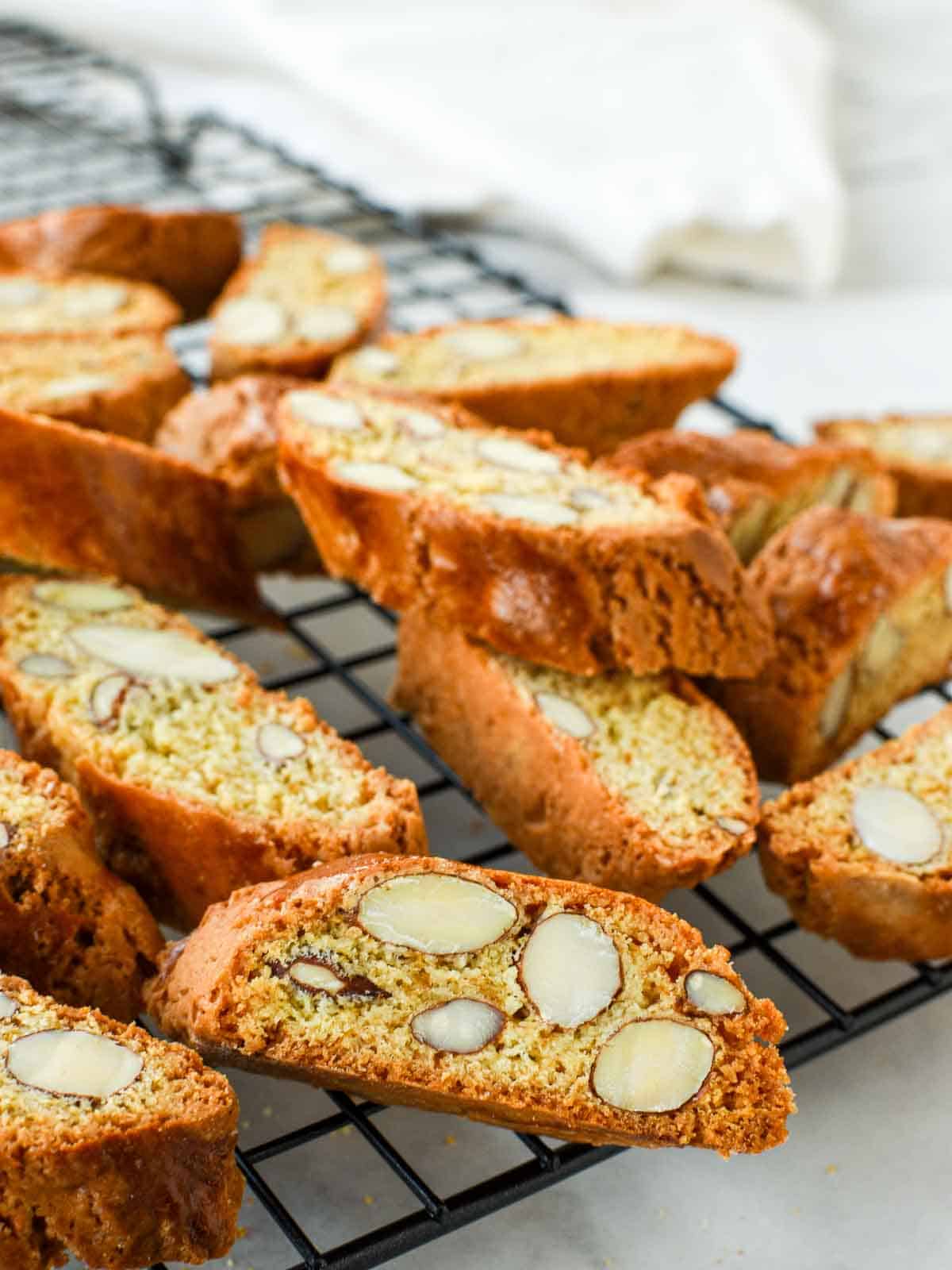 Cantucci on black wire rack.