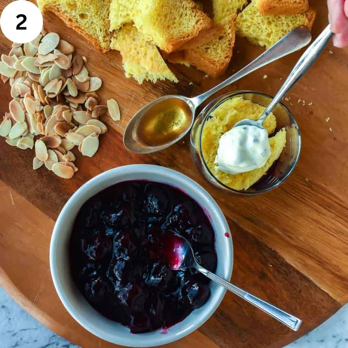 Overhead view showing assembly of this recipe.