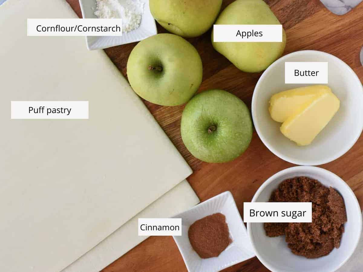 Ingredients for apple turnovers.