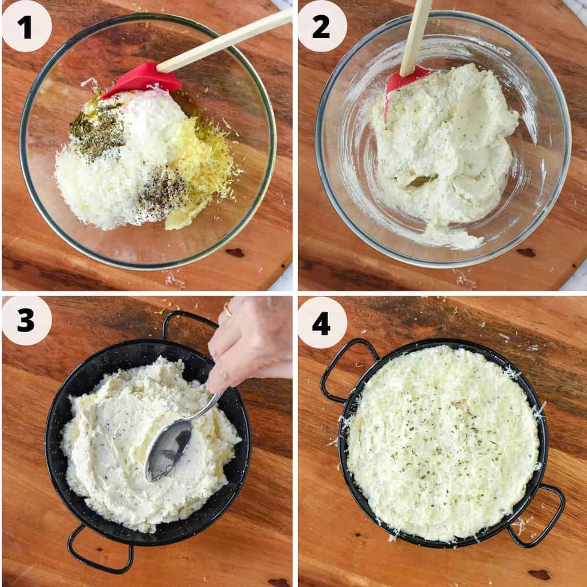 Four image of preparation of making this recipe.