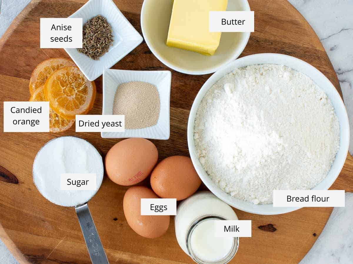 Ingredients required for the recipe prepared on a wooden cutting board.