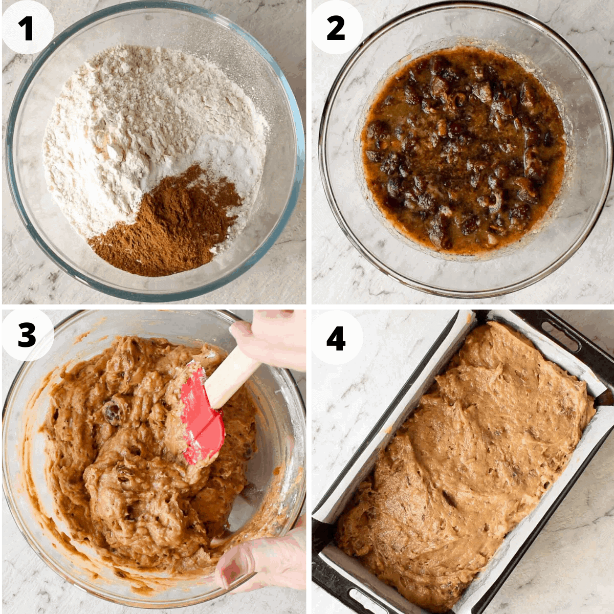 A 4 image collage of the steps to make the recipe