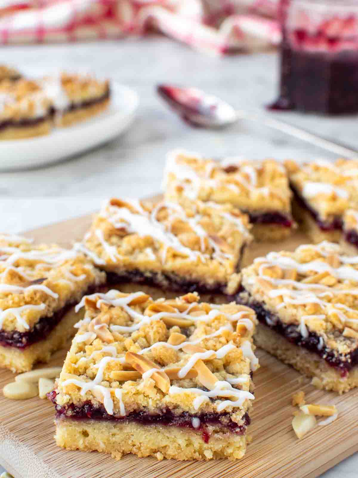 Close up of Raspberry Almond Bars.