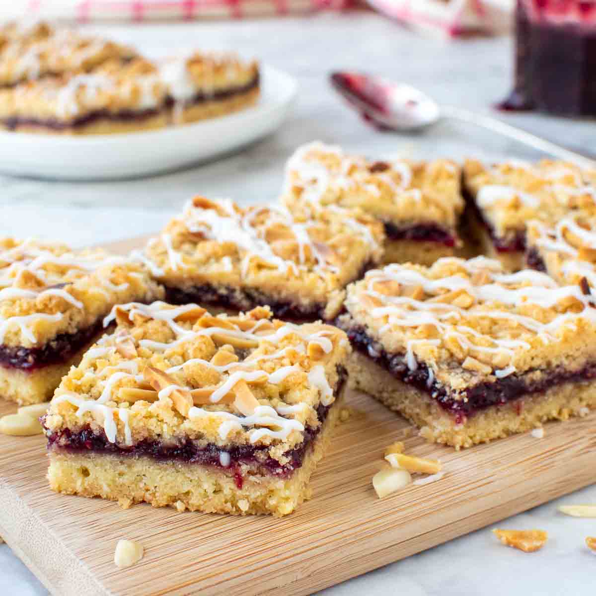 Close up of Raspberry Almond Bars.