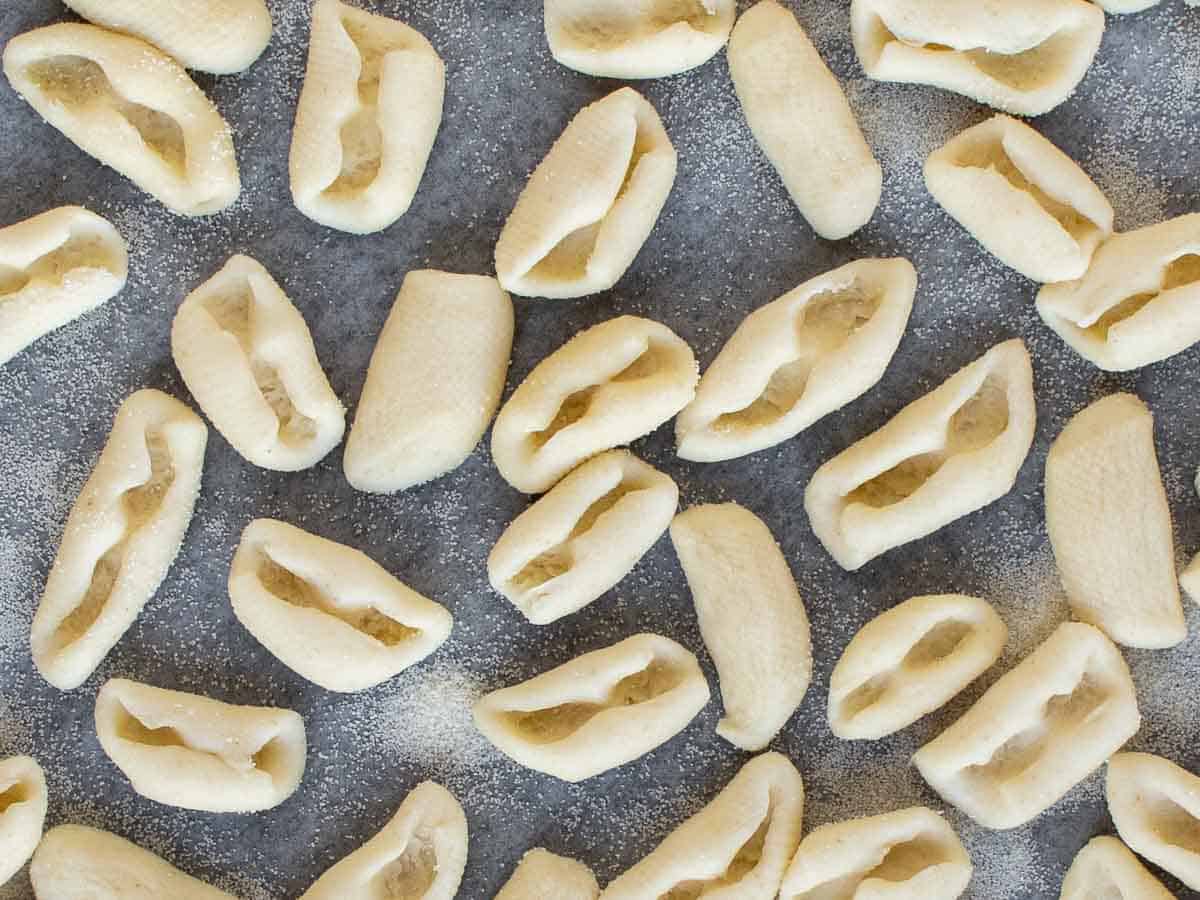 close up of cavatelli pasta