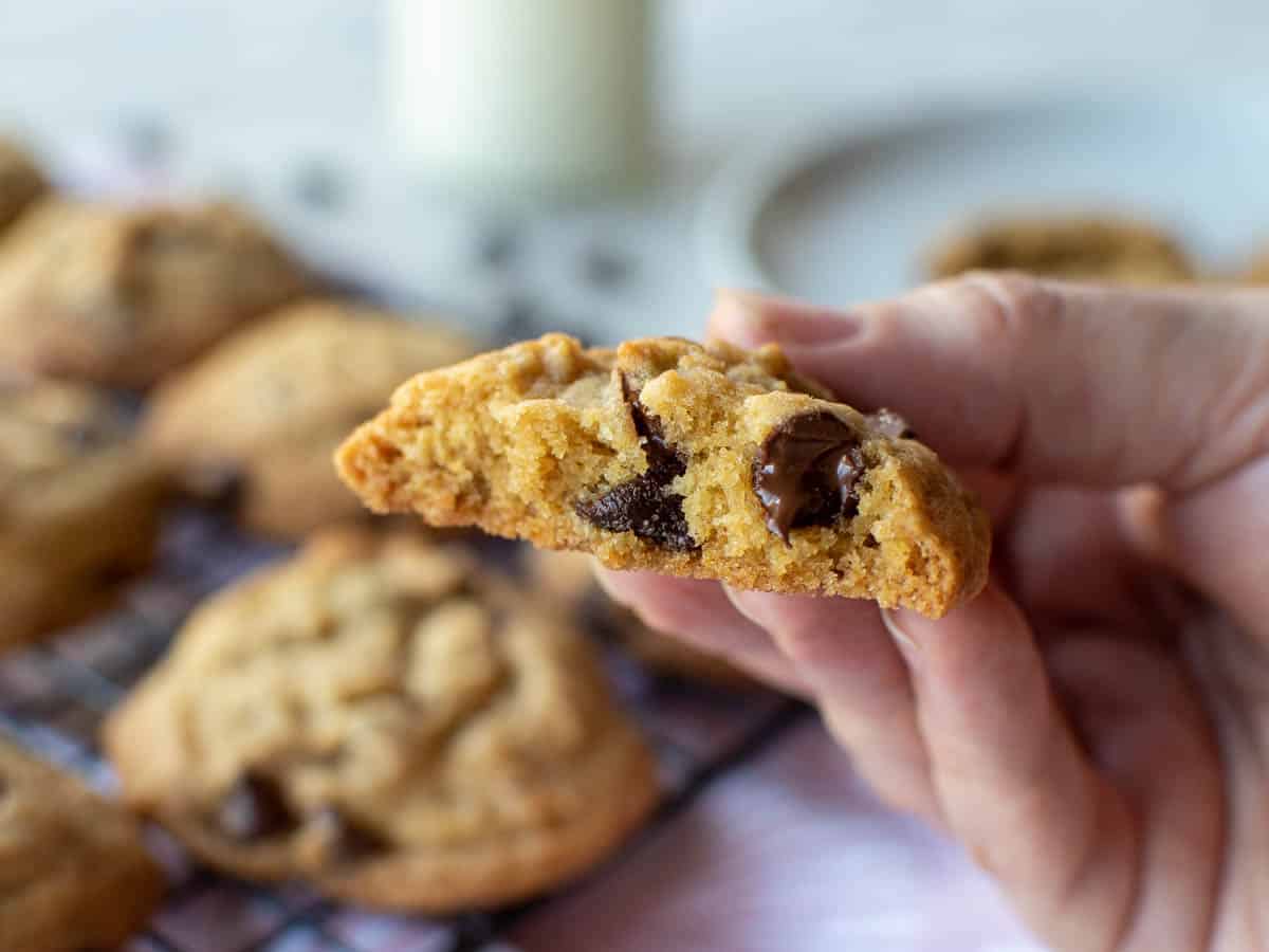 Close up of the inside of the cookie.