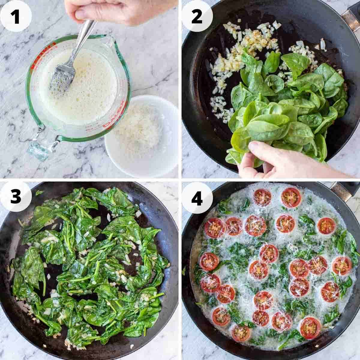 four-step photo collage showing how to make this recipe.