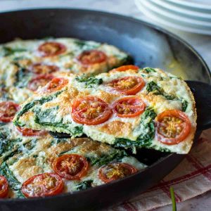 close up of a slice of egg white frittata.