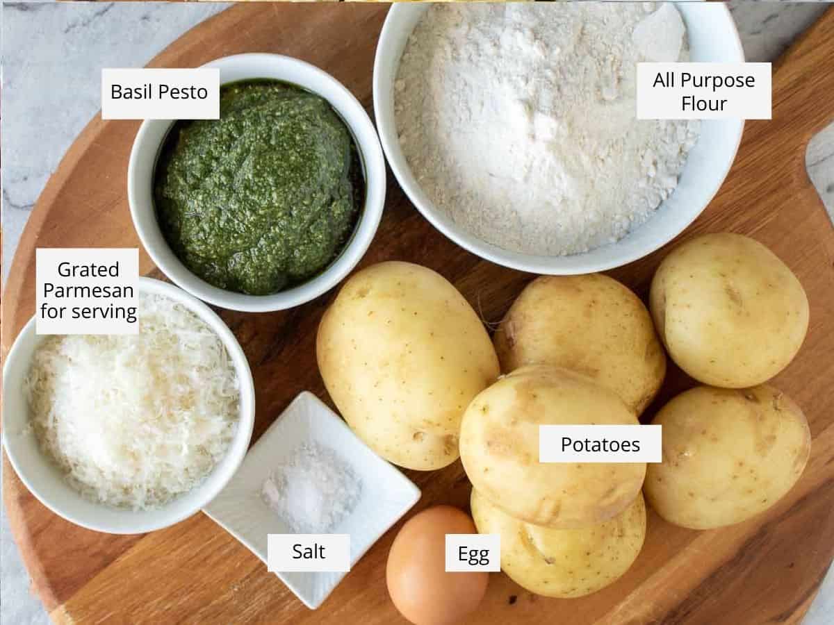 Ingredients to make the recipe prepared on a wooden cutting board