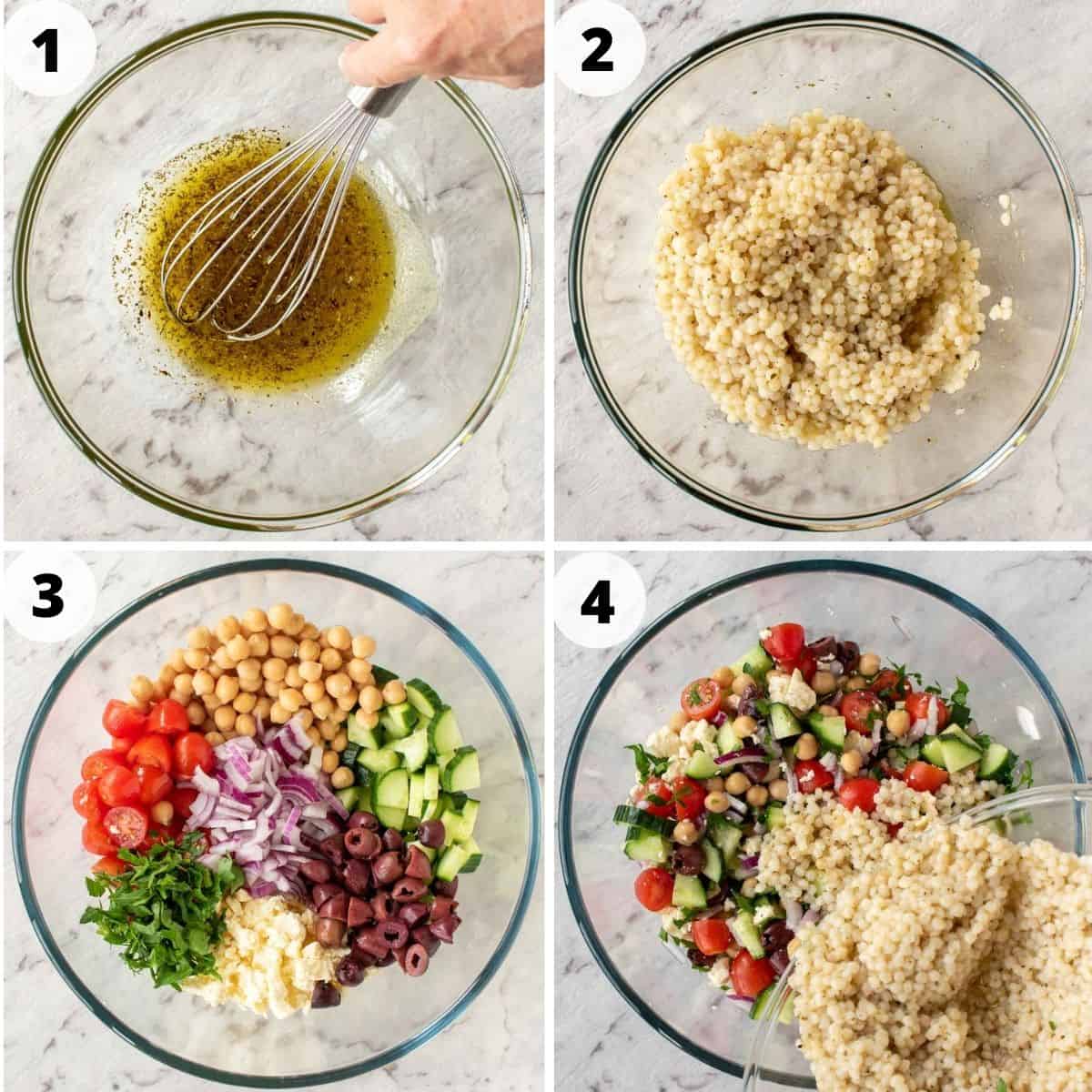 A 4 step photo collage showing instructions to make the recipe