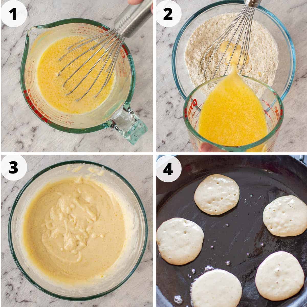 A four step collage showing the process to make this recipe.