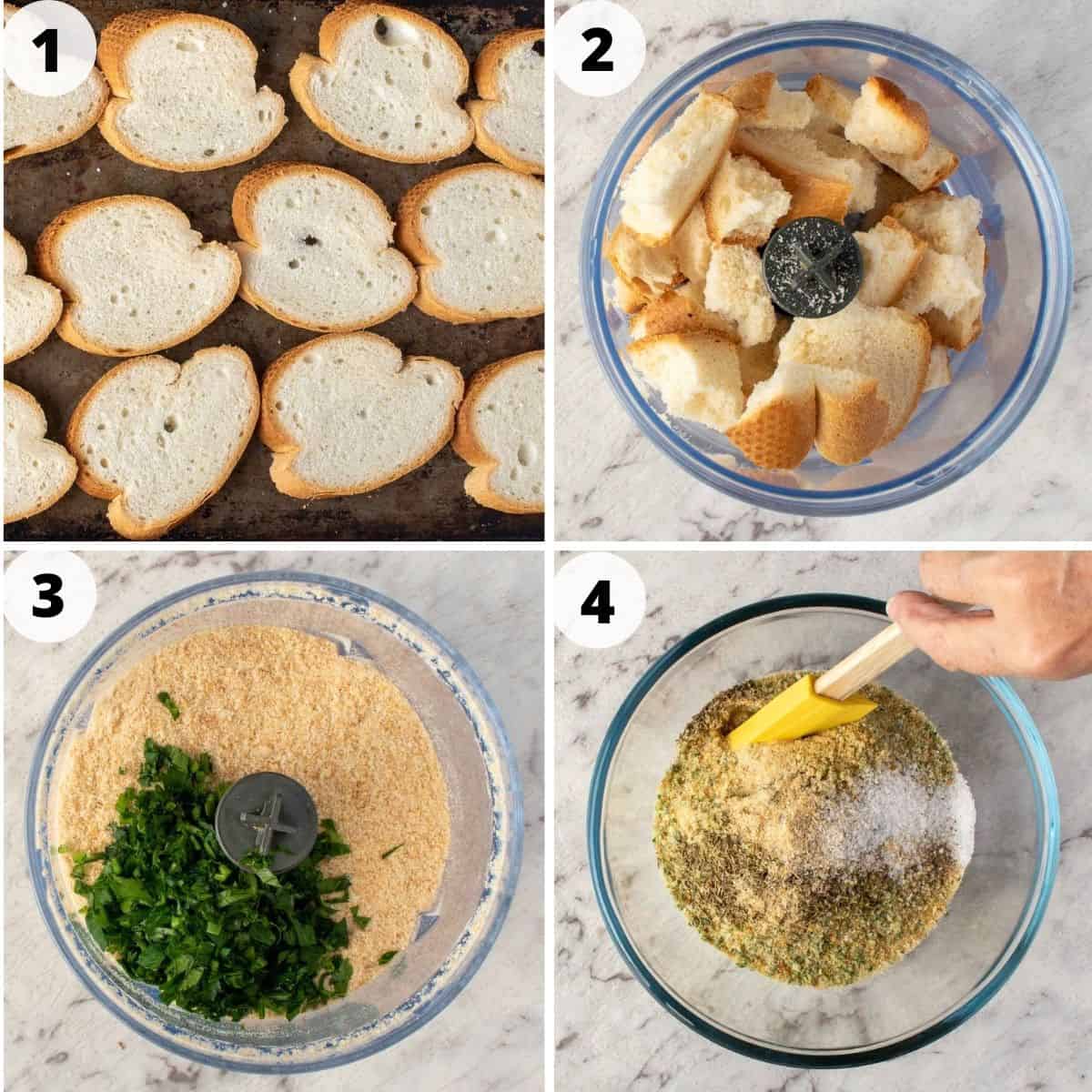 A collage photo of the four step process to make this recipe.