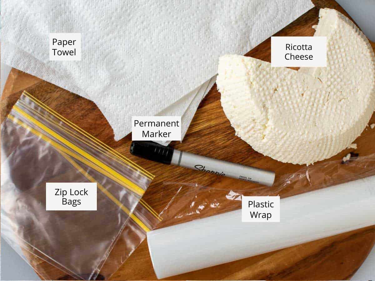 items needed to freeze ricotta cheese.