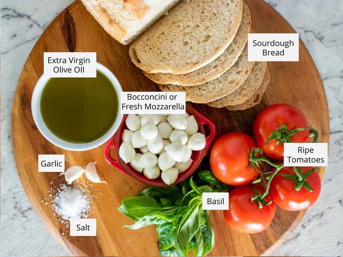 Ingredients to make the recipe on a wooden cutting board. 