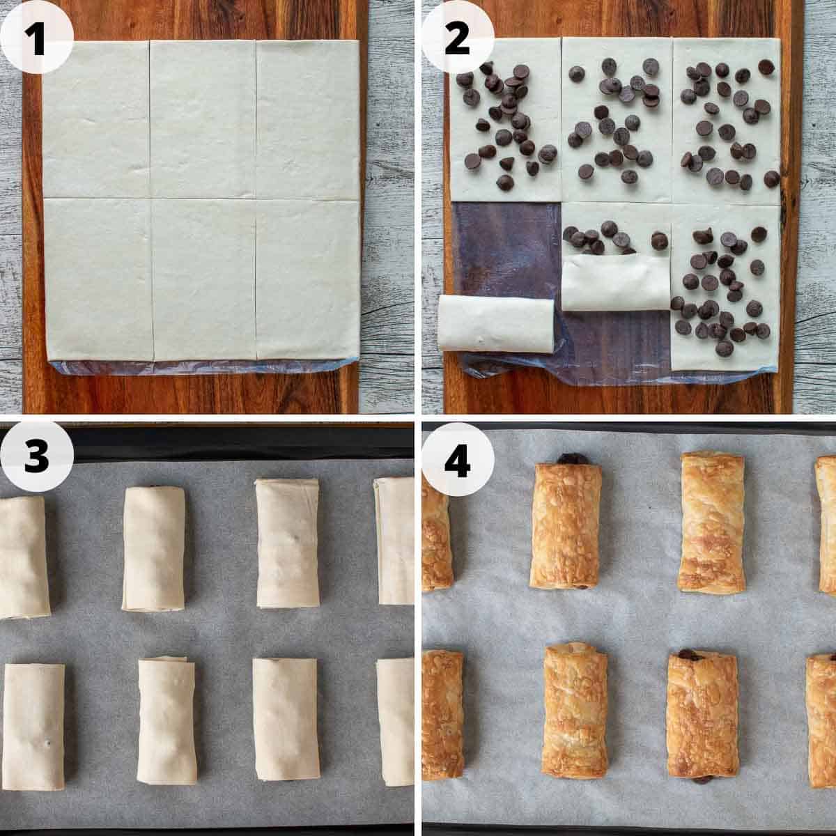 A four step process collage showing how to make this recipe.