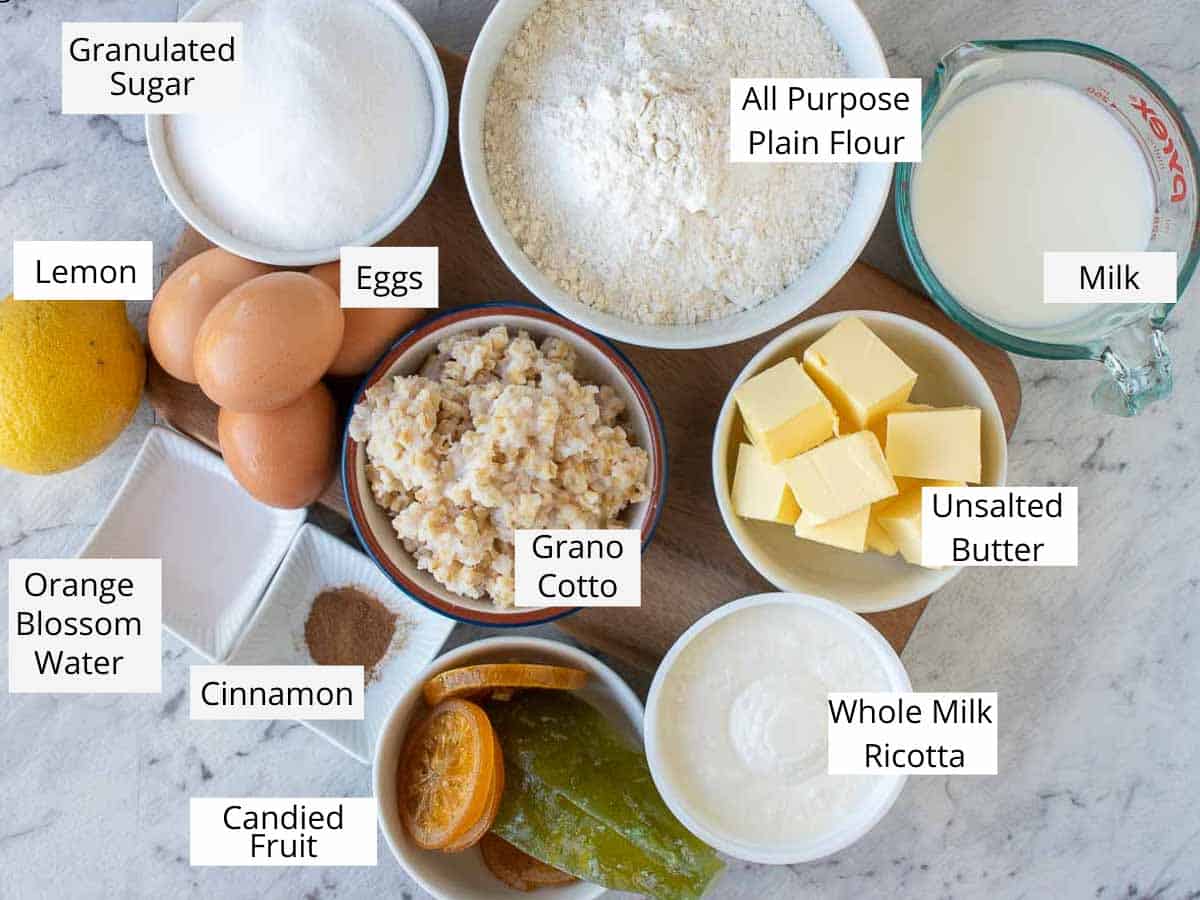 Ingredients for this recipe viewed from above.