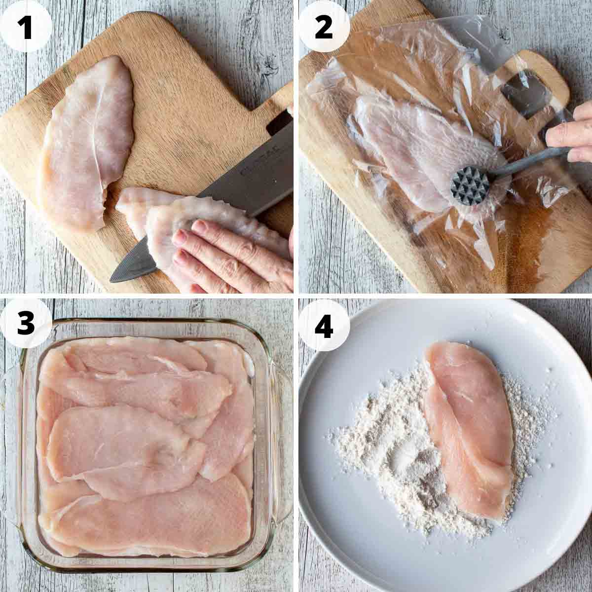 The first four steps to making this chicken recipe.