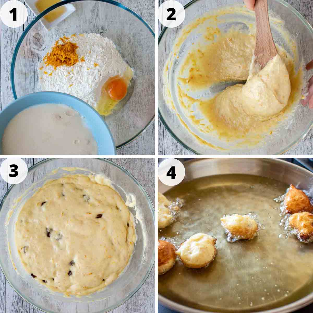 Four step process showing how to make this recipe.The luscious dough produces perfectly chewy and crunchy Italian fried doughnuts that are dangerously addictive.