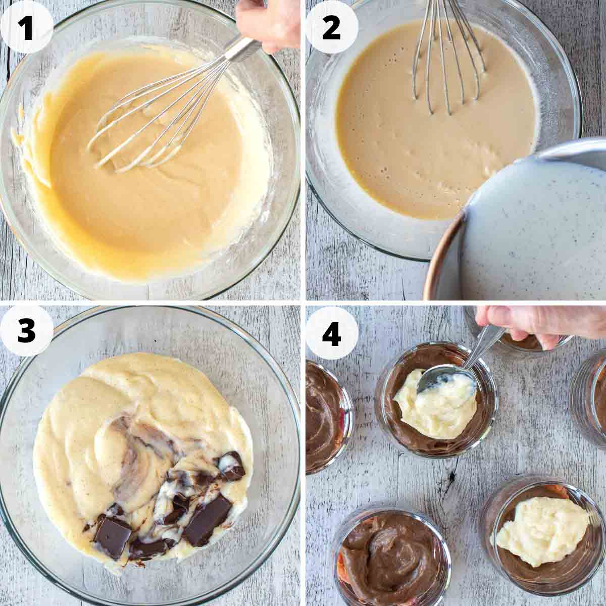 Four step process showing how to make this Italian trifle recipe.