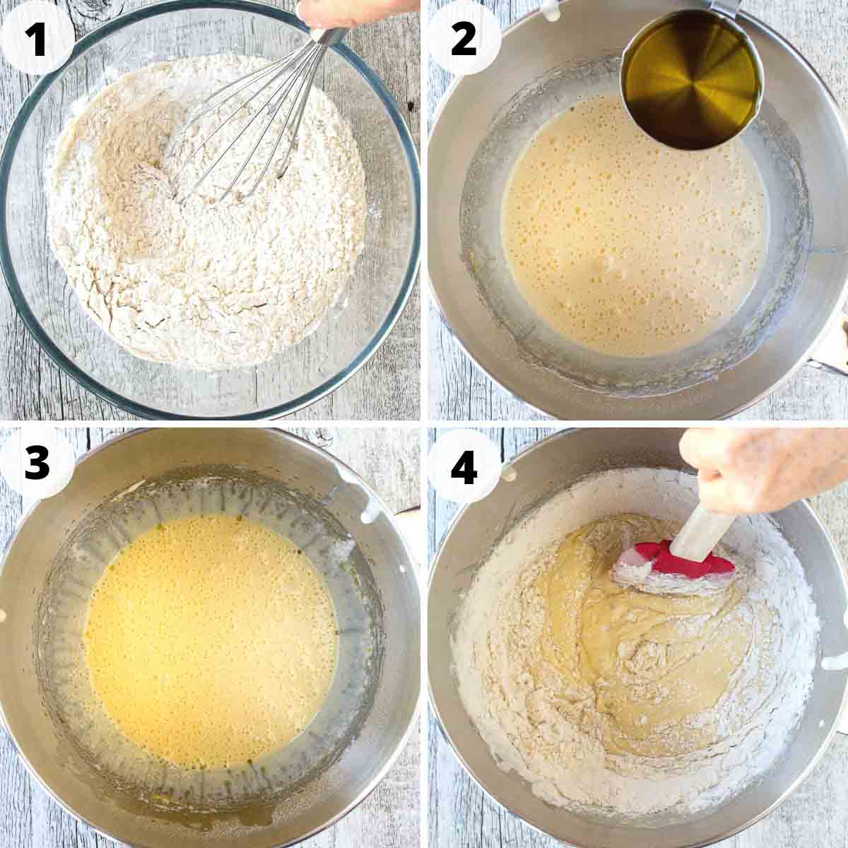 Four step process showing how to make this cookie dough.
