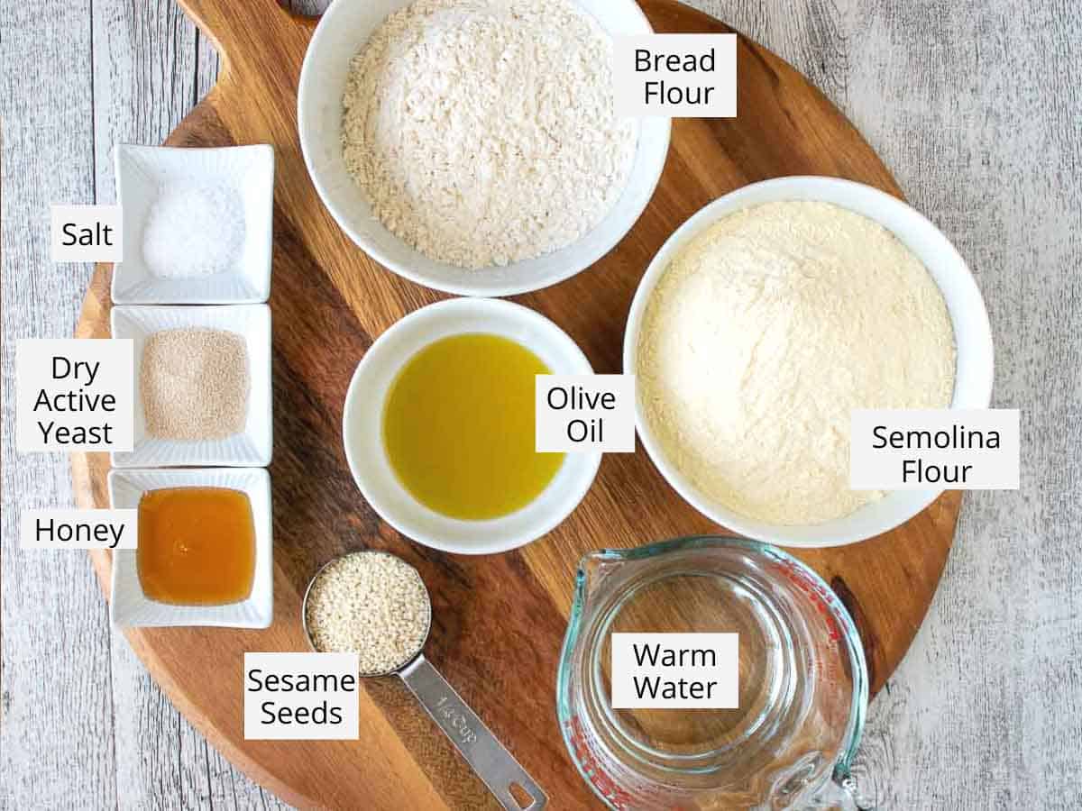 Ingredients for this bread recipe viewed from above.