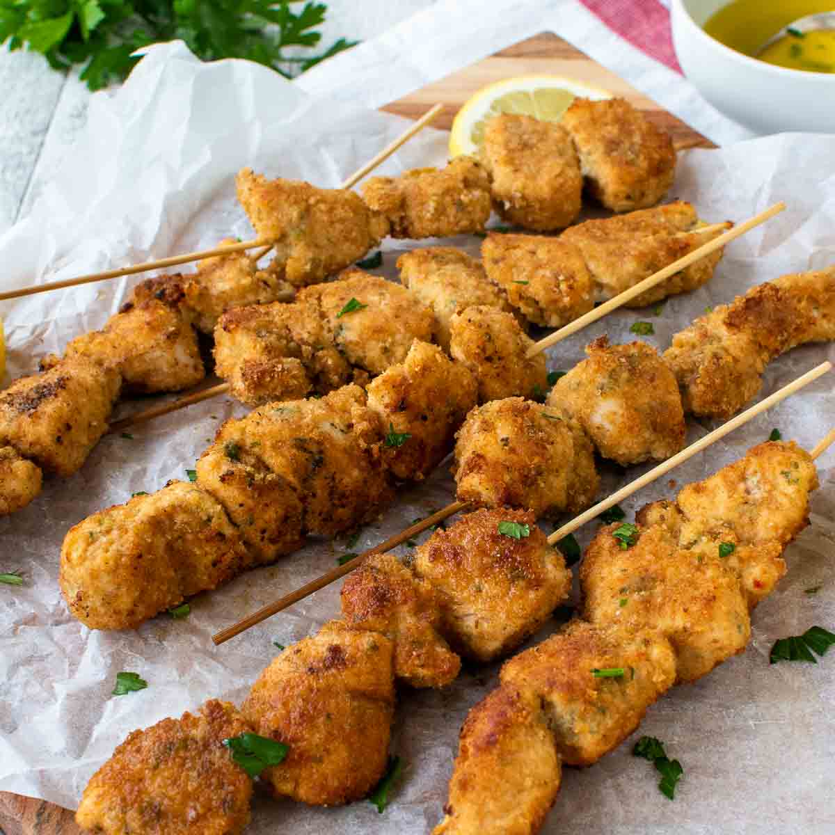 Breaded Chicken Skewers Recipe - Natasha's Kitchen