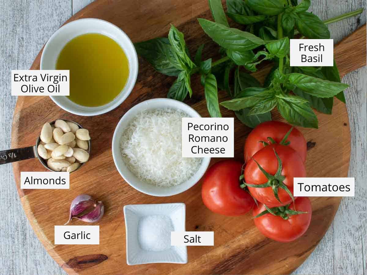 Ingredients as in the recipe card viewed from above and labelled.