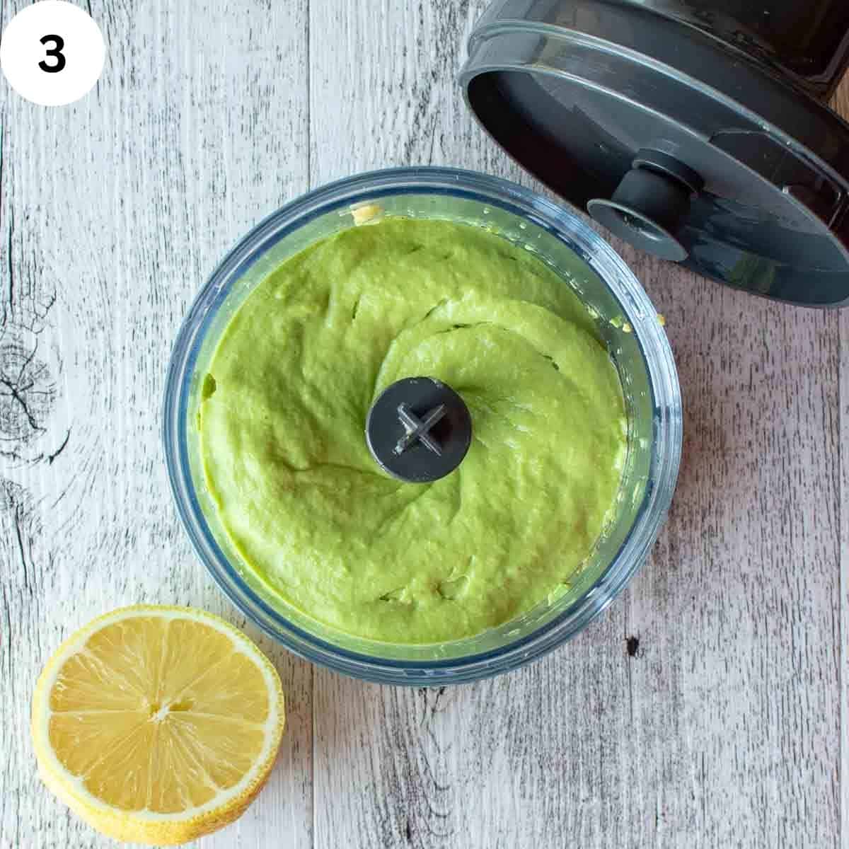 Avocado processed until smooth.