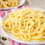 Lemon Pasta Recipe prepared and on a plate.